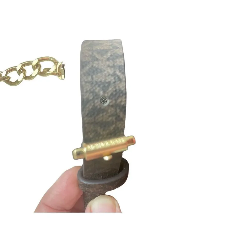 Michael Kors Womens Brown MK Signature Chain Belt Bag